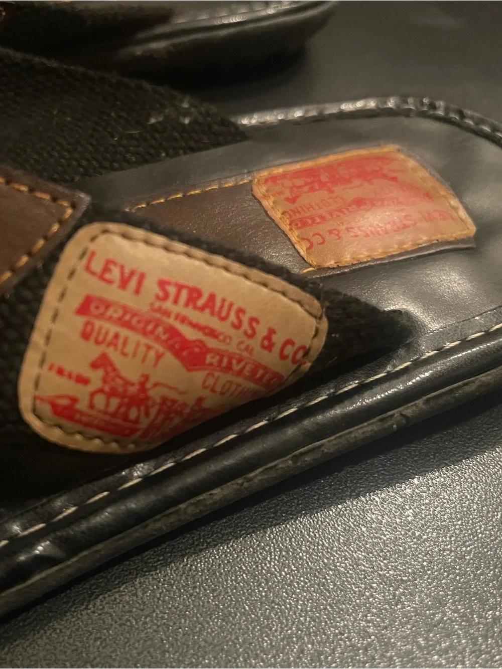 Levi's Black & Brown Leather Men's Flip-Flops